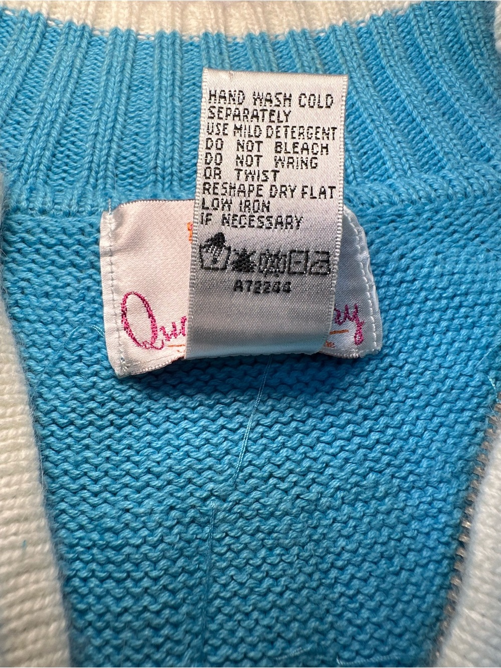 Quacker Factory 2X Blue Knit Full Zip Snowman Sweater Cardigan Plus Size - Picture 4 of 7